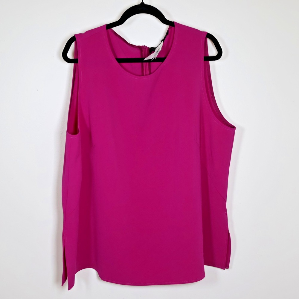MARINA RINALDI Blouse Plus Size US 24 Fuchsia Pink Sleeveless Top